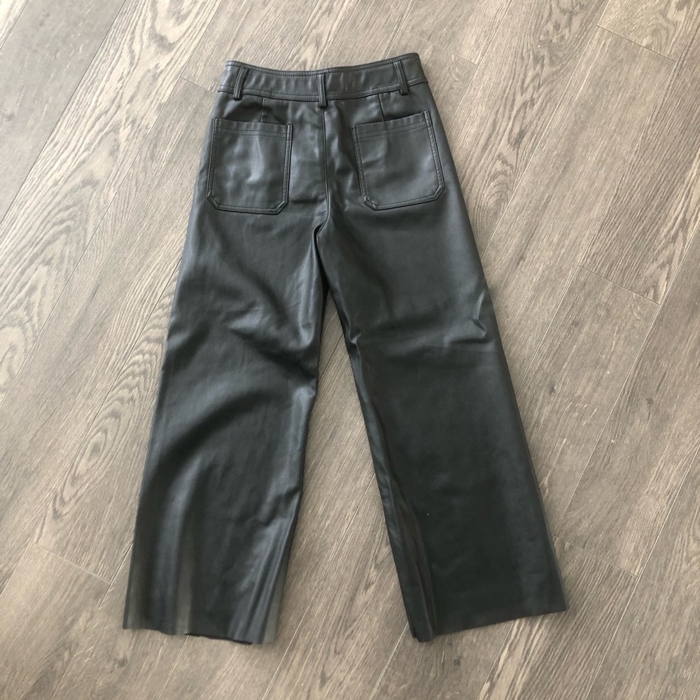 Zara Black‎ Faux Leather Wide Leg Pants | Size 10 - Picture 6 of 6